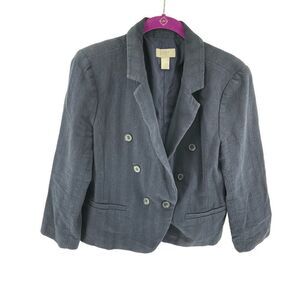 Ann Taylor Loft navy blue cotton blazer suit jacket 8